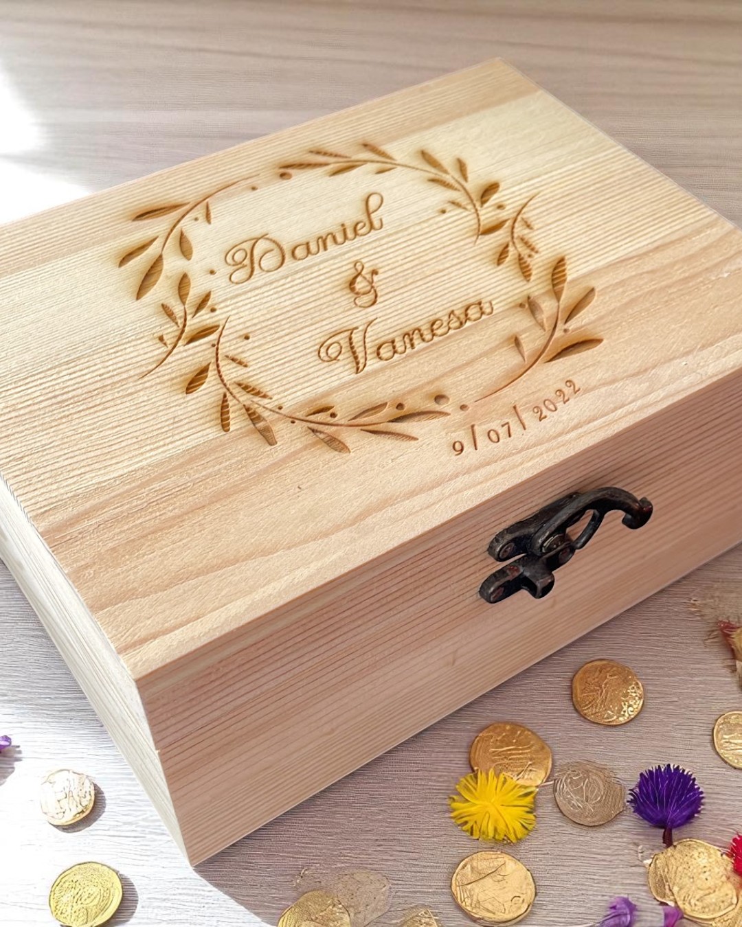 CAJA DE ARRAS MADERA PERSONALIZADO BODAS PERSONALIZADAS QUE TIERNO LAS PALMAS CANARIAS