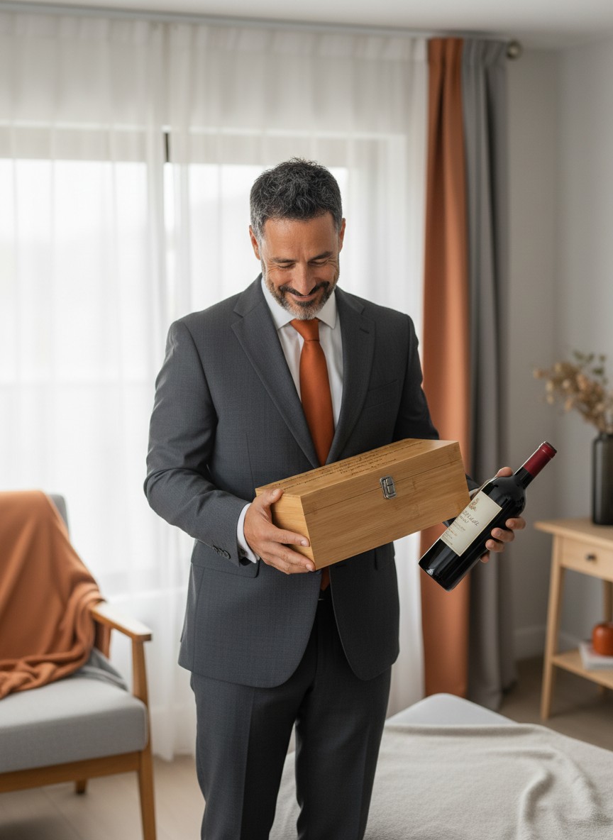 Caja de Vino Premium de Bambú con Accesorios BODAS PERSONALIZADAS QUE TIERNO LAS PALMAS CANARIAS (1)