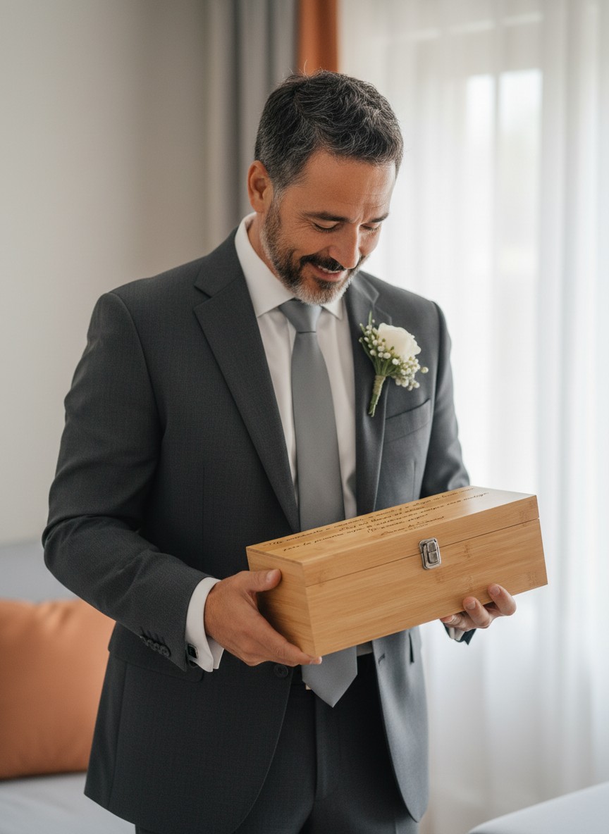 Caja de Vino Premium de Bambú con Accesorios BODAS PERSONALIZADAS QUE TIERNO LAS PALMAS CANARIAS (1)