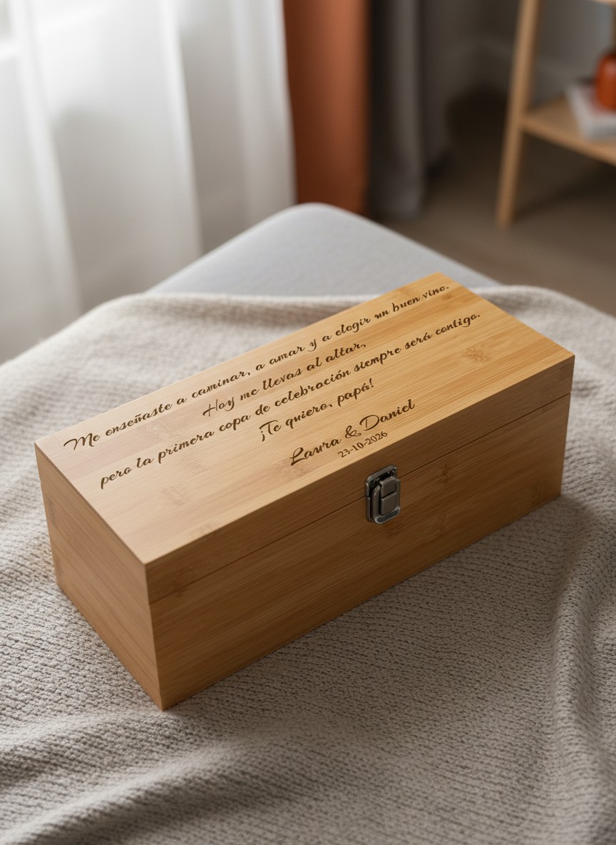 Caja de Vino Premium de Bambú con Accesorios BODAS PERSONALIZADAS QUE TIERNO LAS PALMAS CANARIAS (1)