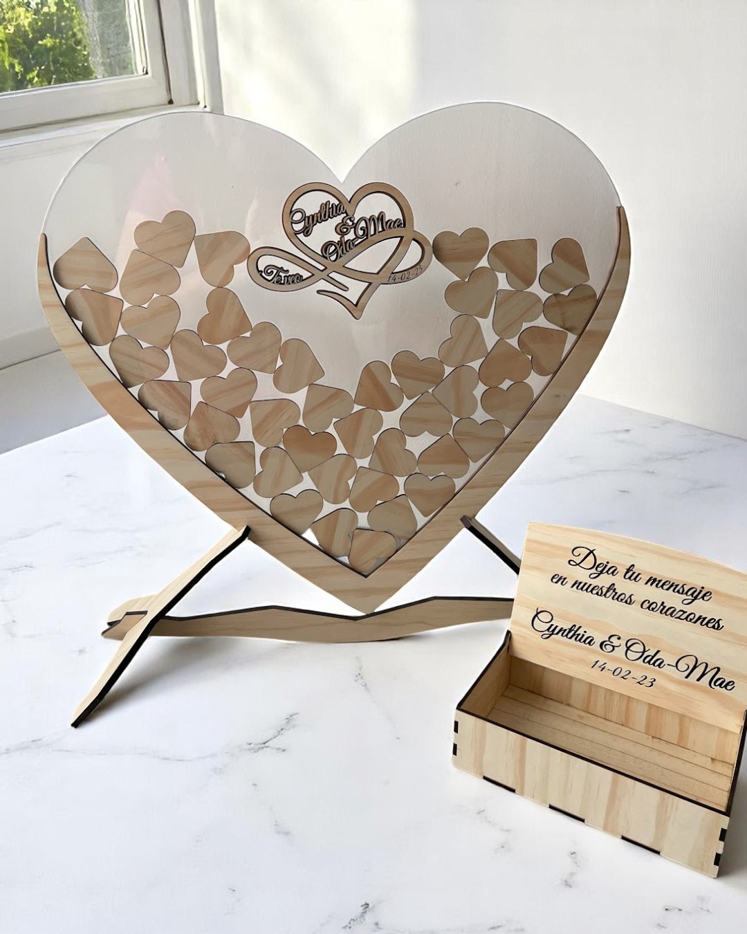 FIRMA LOS CORAZONES BODAS PERSONALIZADAS MADERA METACRILATO LAS PALMAS CANARIAS