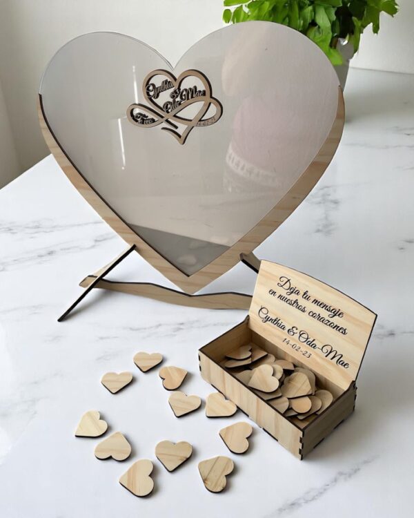 FIRMA LOS CORAZONES BODAS PERSONALIZADAS MADERA METACRILATO LAS PALMAS CANARIAS