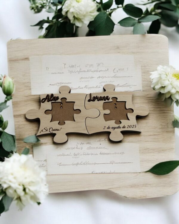 PLACA PARA ALIANZAS PUZZLE ANILLOS BODAS PERSONALIZADAS LAS PALMAS CANARIAS QUE TIERNO GRABADO Y CORTE LASER SI QUIERO PIEZA PERSONALIZACION (6)