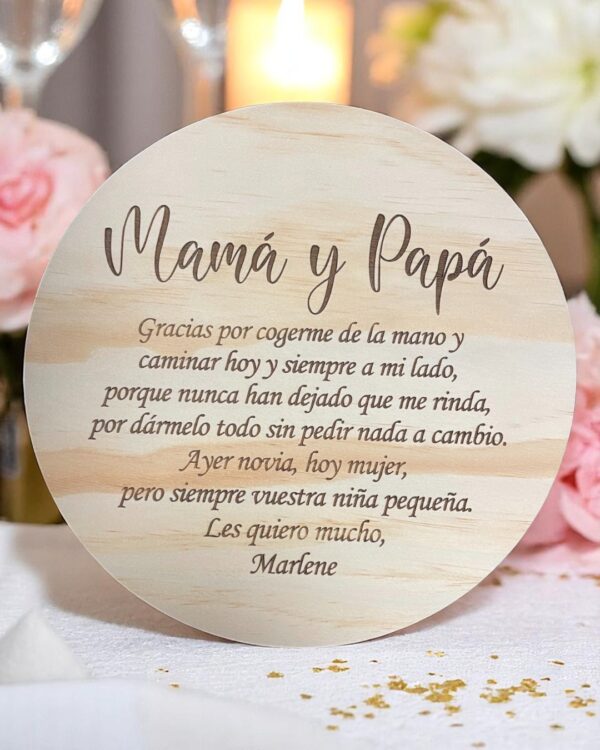 PLACA PARA ESA PERSONA ESPECIAL - BODAS PERSONALIZADAS LAS PALMAS QUE TIERNO CANARIAS GRABADO Y CORTE LASER MAMA PAPA TE QUIERO REGALO