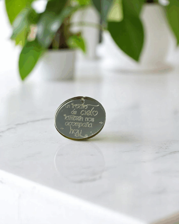 PLACA PARA RAMO DE NOVIA UN TROCITO DE CIELO TAMBIEN NOS ACOMPANA HOY BODAS PERSONALIZADAS LAS PALMAS QUE TIERNO CANARIAS FLORES RECUERDO