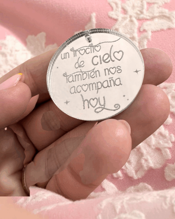 PLACA PARA RAMO DE NOVIA UN TROCITO DE CIELO TAMBIEN NOS ACOMPANA HOY BODAS PERSONALIZADAS LAS PALMAS QUE TIERNO CANARIAS FLORES RECUERDO