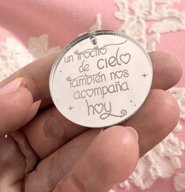 PLACA PARA RAMO DE NOVIA UN TROCITO DE CIELO TAMBIEN NOS ACOMPANA HOY BODAS PERSONALIZADAS LAS PALMAS QUE TIERNO CANARIAS FLORES RECUERDO
