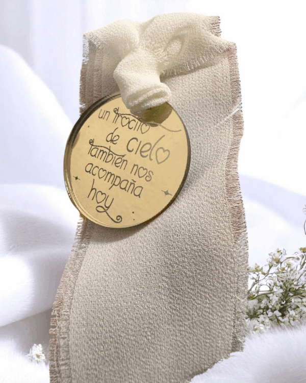 PLACA PARA RAMO DE NOVIA UN TROCITO DE CIELO TAMBIEN NOS ACOMPANA HOY BODAS PERSONALIZADAS LAS PALMAS QUE TIERNO CANARIAS FLORES RECUERDO