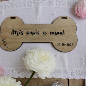 Placa Hueso Mis papis se casan BODAS PERSONALIZADAS LAS PALMAS CANARIAS QUE TIERNO MADERA GRABADO Y CORTE LASER
