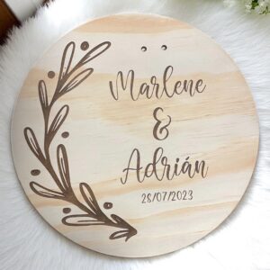 Placa para alianzas - Espiga BODAS PERSONALIZADAS LAS PALMAS CANARIAS QUE TIERNO MADERA METACRILATO GRABADO Y CORTE LASER