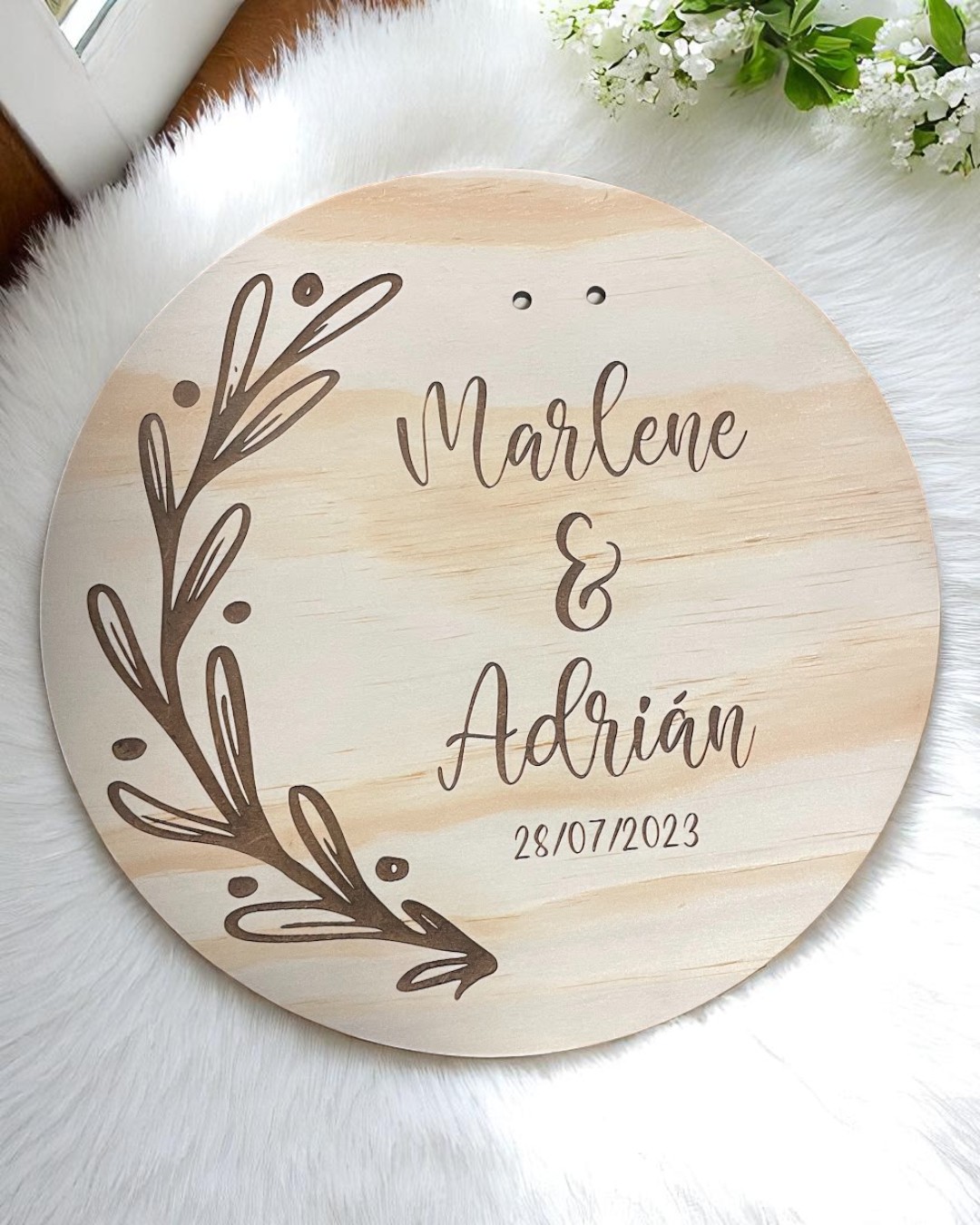 Placa para alianzas - Espiga BODAS PERSONALIZADAS LAS PALMAS CANARIAS QUE TIERNO MADERA METACRILATO GRABADO Y CORTE LASER