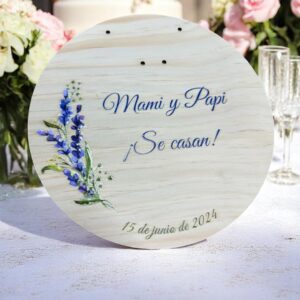 Placa para alianzas Lilas - BODAS PERSONALIZADAS LAS PALMAS CANARIAS QUE TIERNO GRABADO Y CORTE LASER MADERA METACRILATO PERSONALIZADO