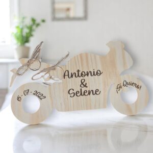 Placa para anillos - moto - alianzas - BODAS PERSONALIZADAS LAS PALMAS CANARIAS QUE TIERNO GRABADO Y CORTE LASER MADERA METACRILATO PERSONALIZADO