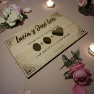 Placa para huellas - ORO BODAS PERSONALIZADAS LAS PALMAS QUE TIERNO CANARIAS GRABADO Y CORTE LASER MADERA METACRILATO PAREJAS